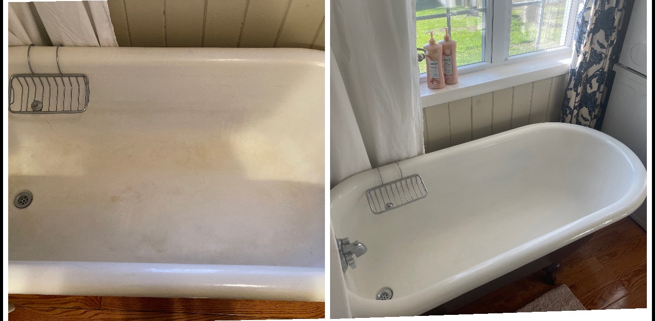 Bathtub before and after cleaning
